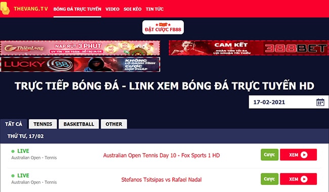 Xem bóng đá trên trang Thevangtv.com